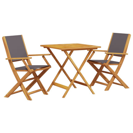 Caféset 3 delar antracit tyg och massivt trä