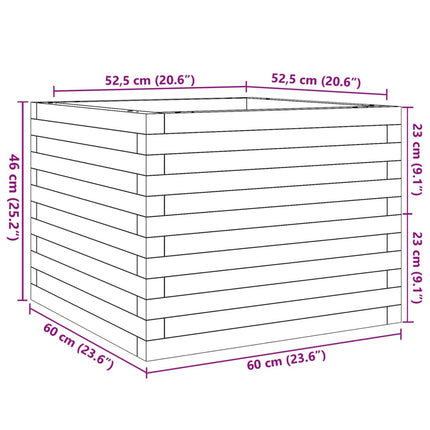 Odlingslåda vit 60x60x46 cm massiv furu