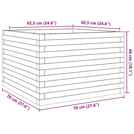 Odlingslåda vit 70x70x46 cm massiv furu