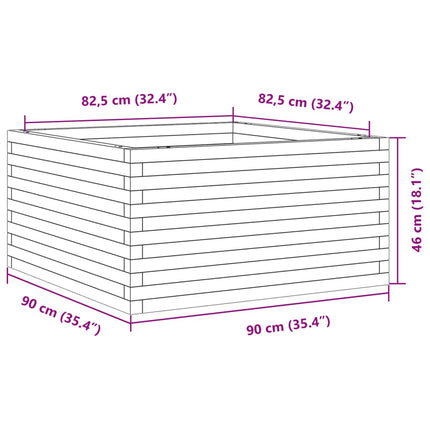 Odlingslåda vit 90x90x46 cm massiv furu