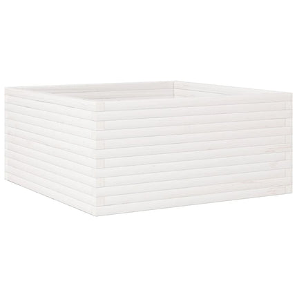 Odlingslåda vit 100x100x46 cm massiv furu