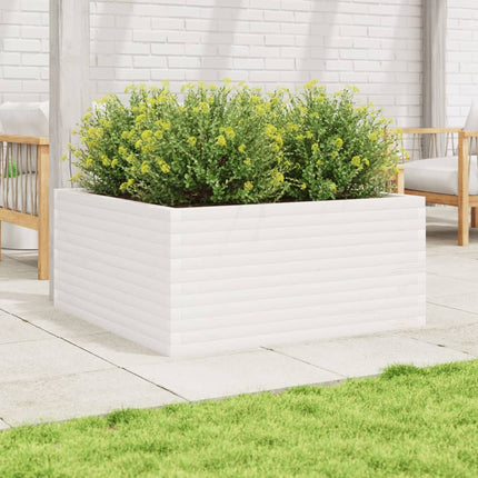 Odlingslåda vit 100x100x46 cm massiv furu