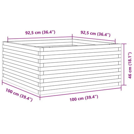Odlingslåda vit 100x100x46 cm massiv furu