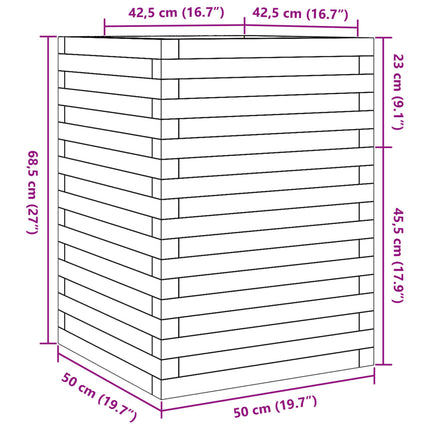 Odlingslåda 50x50x68,5 cm massivt furuträ