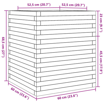 Odlingslåda vaxbrun 60x60x68,5 cm massiv furu