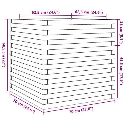 Odlingslåda vaxbrun 70x70x68,5 cm massiv furu