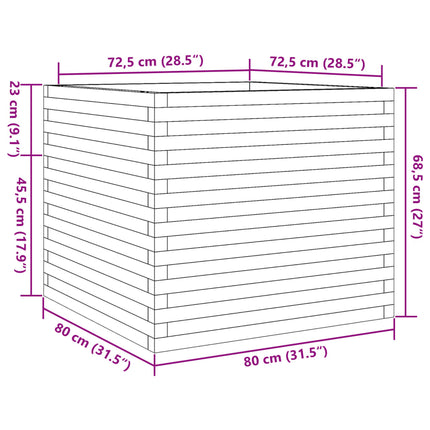 Odlingslåda 80x80x68,5 cm vit massiv furu