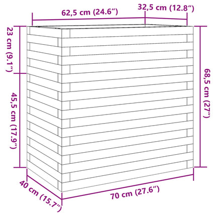 Odlingslåda vaxbrun 70x40x68,5 cm massiv furu