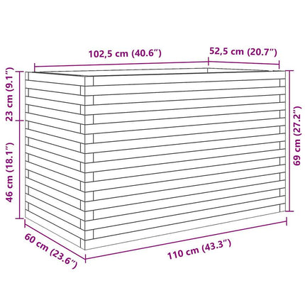 Odlingslåda vit 110x60x68,5 cm massiv furu