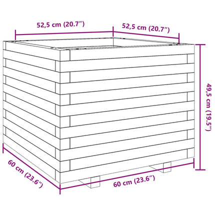 Odlingslåda vaxbrun 60x60x49,5 cm massiv furu