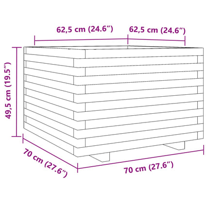 Odlingslåda vit 70x70x49,5 cm massiv furu
