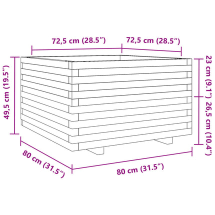 Odlingslåda vit 80x80x49,5 cm massiv furu