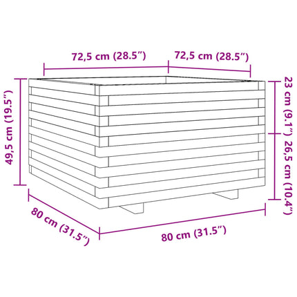 Odlingslåda vaxbrun 80x80x49,5 cm massiv furu