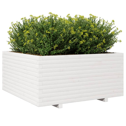 Odlingslåda vit 100x100x49,5 cm massiv furu