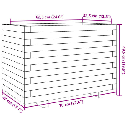 Odlingslåda vaxbrun 70x40x49,5 cm massiv furu