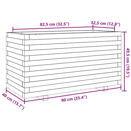 Odlingslåda vaxbrun 90x40x49,5 cm massiv furu