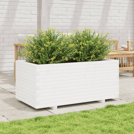 Odlingslåda vit 110x60x49,5 cm massiv furu