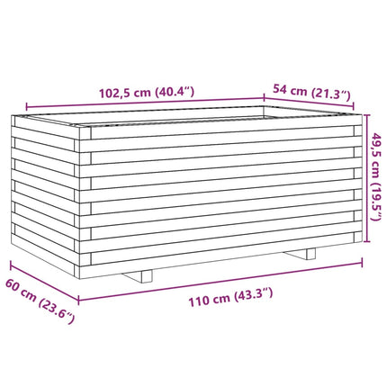 Odlingslåda vit 110x60x49,5 cm massiv furu