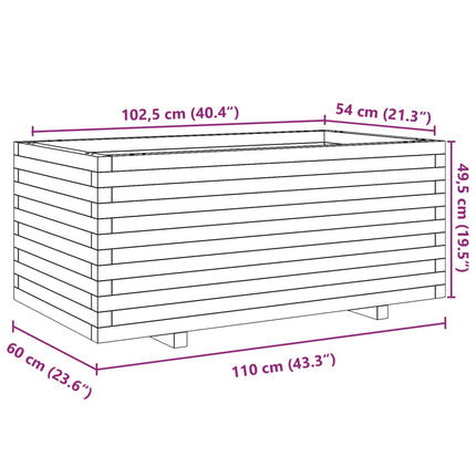 Odlingslåda vaxbrun 110x60x49,5 cm massiv furu