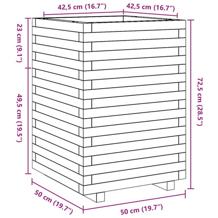 Odlingslåda 50x50x72,5 cm vit massiv furu