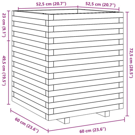 Odlingslåda vaxbrun 60x60x72,5 cm massiv furu