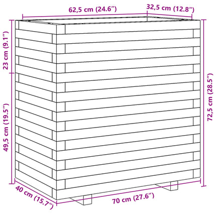 Odlingslåda vit 70x40x72,5 cm massiv furu