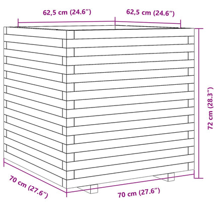 Odlingslåda vaxbrun 70x70x72 cm massiv furu