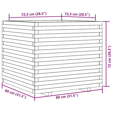 Odlingslåda vaxbrun 80x80x72 cm massiv furu