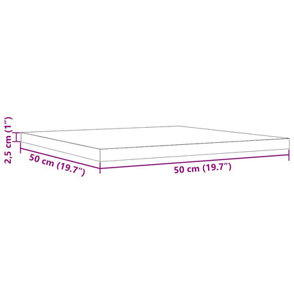 Bordsskiva 50x50x2,5 cm fyrkantig massiv furu
