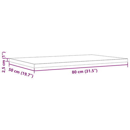 Bordsskiva 80x50x2,5 cm rektangulär massiv furu