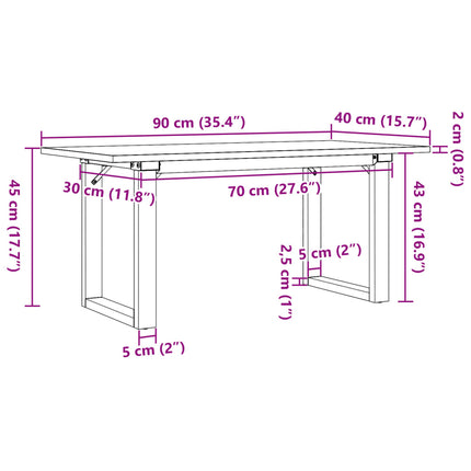 Soffbord O-ram 90x40x45 cm massiv furu och stål