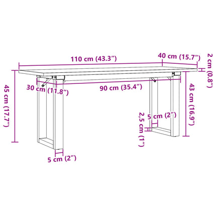 Soffbord O-ram 110x40x45 cm massiv furu och stål