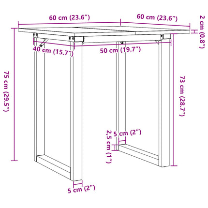 Matbord O-ram 60x60x75 cm massiv furu och stål