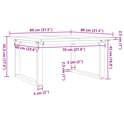 Soffbord O-ram 80x80x45,5 cm massiv furu och stål
