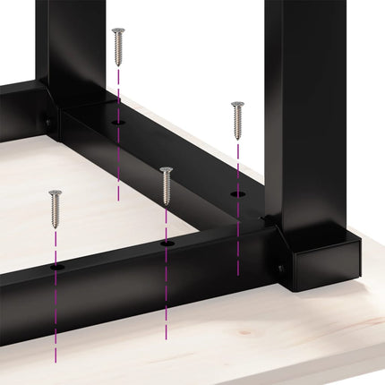 Soffbord O-ram 90x90x45,5 cm massiv furu och stål