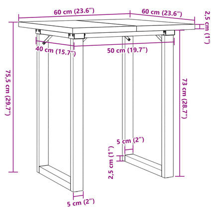 Matbord O-ram 60x60x75,5 cm massiv furu och stål