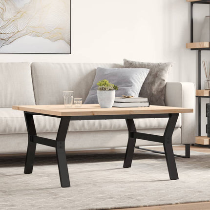 Soffbord Y-ram 90x90x45,5 cm massiv furu och stål