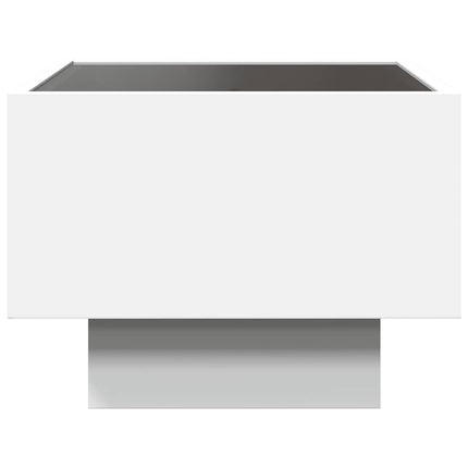 Soffbord med LEDs vit 40x40x30 cm konstruerat trä