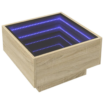 Soffbord med LEDs sonoma-ek 50x50x30 cm konstruerat trä