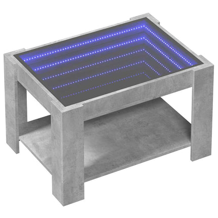 Soffbord med LEDs betonggrå 73x53x45 cm konstruerat trä
