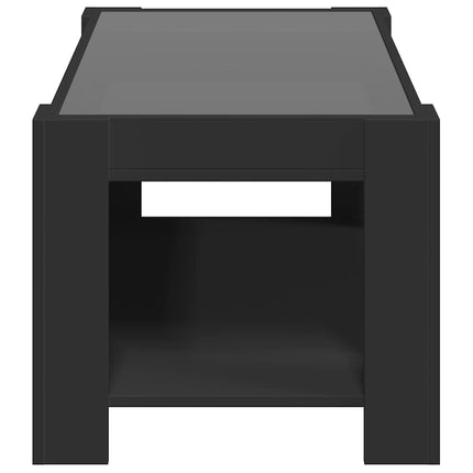 Soffbord med LEDs svart 93x53x45 cm konstruerat trä