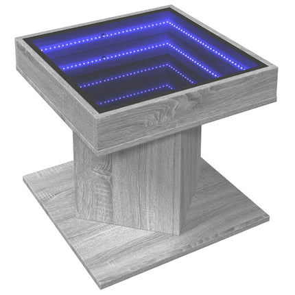 Soffbord med LEDs grå sonoma 50x50x45 cm konstruerat trä