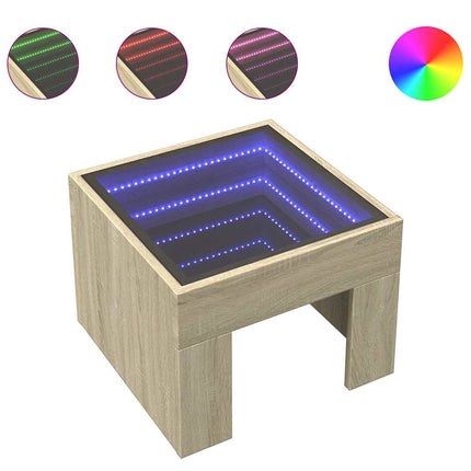 Soffbord med Infinity LEDs sonoma-ek 40x40x30 cm