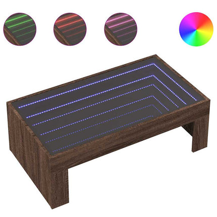 Soffbord med Infinity LEDs brun ek 90x50x30 cm