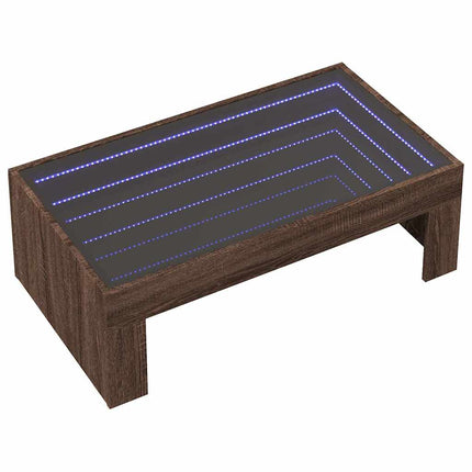 Soffbord med Infinity LEDs brun ek 90x50x30 cm