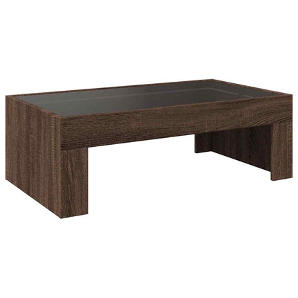 Soffbord med Infinity LEDs brun ek 90x50x30 cm