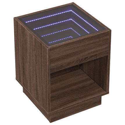 Soffbord med Infinity LEDs brun ek 40x40x50 cm