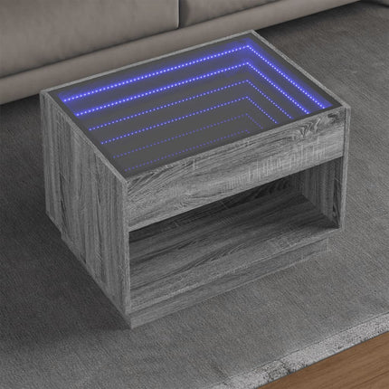 Soffbord med Infinity LEDs grå sonoma 70x50x50 cm
