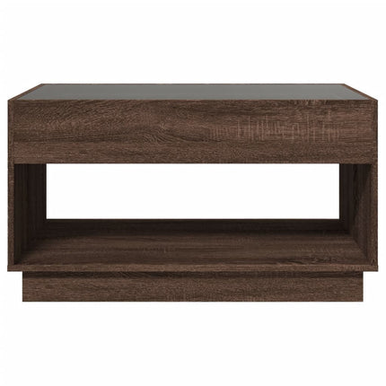 Soffbord med Infinity LEDs brun ek 90x50x50 cm