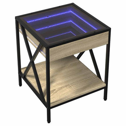 Soffbord med Infinity LEDs sonoma-ek 40x40x49 cm